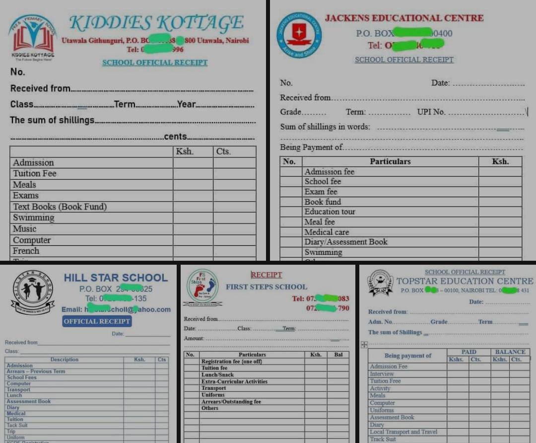 SCHOOL RECEIPT BOOKS